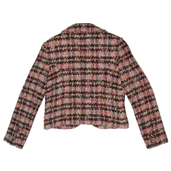 Franco Mirabelli Size 10 Pink Black Feminine Maximalism‎ Wool Blazer w/ pockets - Picture 2 of 5